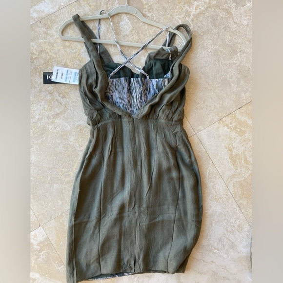 NWT Addison the Label Olive Green Silk Cocktail Dress with built in bustier - S - Picture 8 of 12
